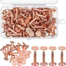 200 Pcs Size 9 3/4 Inch Copper Rivets and Burrs Washers Leather Fastener Kit for DIY Belts Wallets Collars