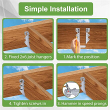 10 PCS 2x6 Steel Joist Hangers, 20 Gauge Galvanized Double Shear Face Mount Joist Hanger Rafter Brackets for Wood