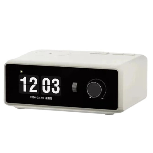 Phone Wireless Charging  Speaker with Clock Portable Multifunctional TFT HD Screen Lyrics Display Audio White