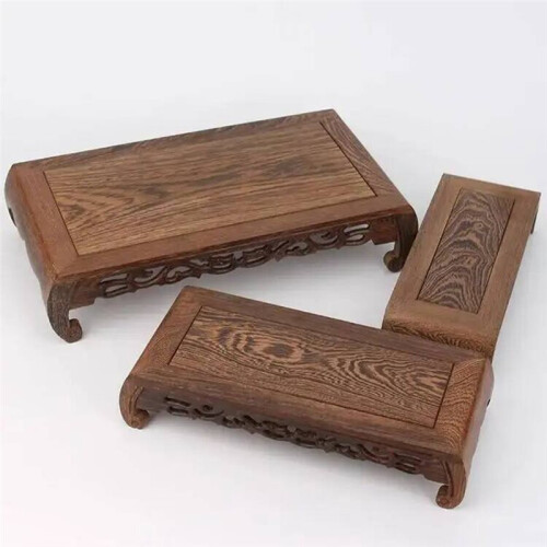 Housewares Rectangular Grey Wood Stand, Oriental Style 4 1