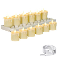Rechargeable Flameless LED Tea Lights Candles with Remote Control and Timer, for Home Wedding Table Centerpieces 12Pack