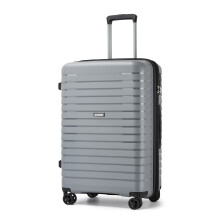(Grey) 28-Inch Hard Shell Scratch-Resistant PP Luggage with Cup Holder, TSA Lock & Expandable Design-Check-in Luggage For Travel