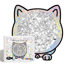 (MLD007) Cat Wooden Puzzle Toy, DIY Jigsaw Craft, Educational Brain Teaser Family Gift
