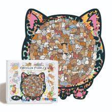 (MLD003) Cat Wooden Puzzle Toy, DIY Jigsaw Craft, Educational Brain Teaser Family Gift