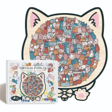 (MLD004) Cat Wooden Puzzle Toy, DIY Jigsaw Craft, Educational Brain Teaser Family Gift