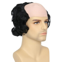 (black) Halloween COS Party Scientist Men's Bald Hair Wig Old Man Role Playing Makeup Ball Headset Cosplay Wigs