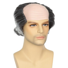 (A) Halloween COS Party Scientist Men's Bald Hair Wig Old Man Role Playing Makeup Ball Headset Cosplay Wigs