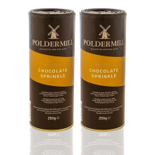 Poldermill 2?Pack Chocolate Sprinkler Shaker – 2 250?g Barista?Grade Cocoa Dust – Vegan, Nut?Free Coffee Topping for Lattes, Cappuccinos