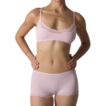 Ensemble bralette et culotte garçonne en dentelle-Rose L
