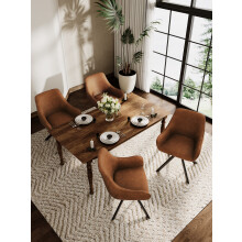 (Brown, Set of 6) GOEURVANT Swivel Dining Chairs