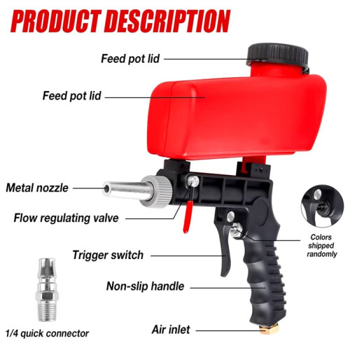 Adjustable Sandblasting Gun Set Portable Gravity Pneumatic Blasting Set Handheld Air Tool 2