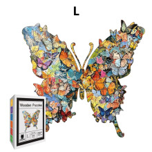 (gift box design, L) Wooden Butterfly Puzzle, Unique Shape Jigsaw Toy, Brain Teaser Craft, Family Activity Gift