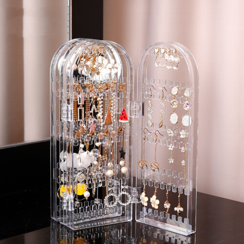 Le support de vitrine de boucles d'oreilles en plastique-Clair 2