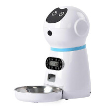 Automatic Pet Food Dispenser Cute Robot with 10 Second Voice Recorder, Timed Feeder, Durable BPA Free Design