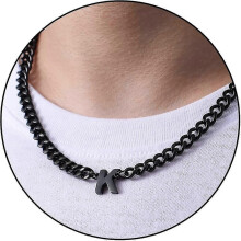 Stainless Steel Cuban Link Chain Necklace with Initial Letter Pendant, Adjustable 18+2 Inch, Unisex Gift Jewelry