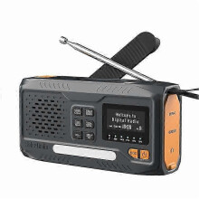 Outdoor DAB Radio Speaker Power Bank, Solar and Hand Crank Emergency Radio for Camping, Portable AM/FM Receiver with LED Torch