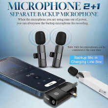 2026 3 in 1 Wireless Lavalier Microphone for iPhone iPad Android Camera 12 Hour Battery Compact Portable Audio Recording for Vlogging Interv