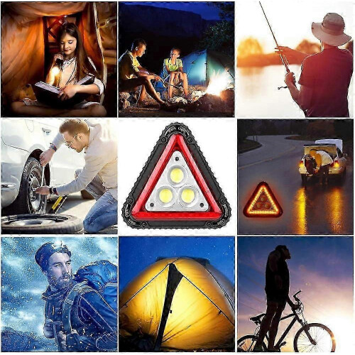 Portable LED Warning Triangle, USB Rechargeable Work Light, 4 Modes Triangle Spotlight for Roadside Emergencies 1