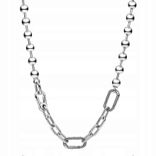 925 Sterling Silver Me Necklace with Metal Balls and Link Chain, Minimalist Everyday Jewelry