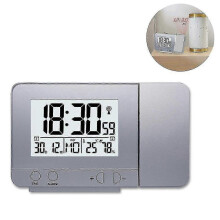 Projection Alarm Clock with Large Display, 180 Adjustable Projection and Rotating Lens for Bedroom, Travel and Home Use