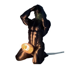 Bold Male Figure Lamp, Artistic Muscle Sculpture for Home Desk, USB Powered Decorative Table Light