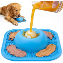 2-in-1 Silicone Lick Mat for Dogs, Slow Feeder and Enrichment Toy with Freezeable Ball for Boredom Relief and Training
