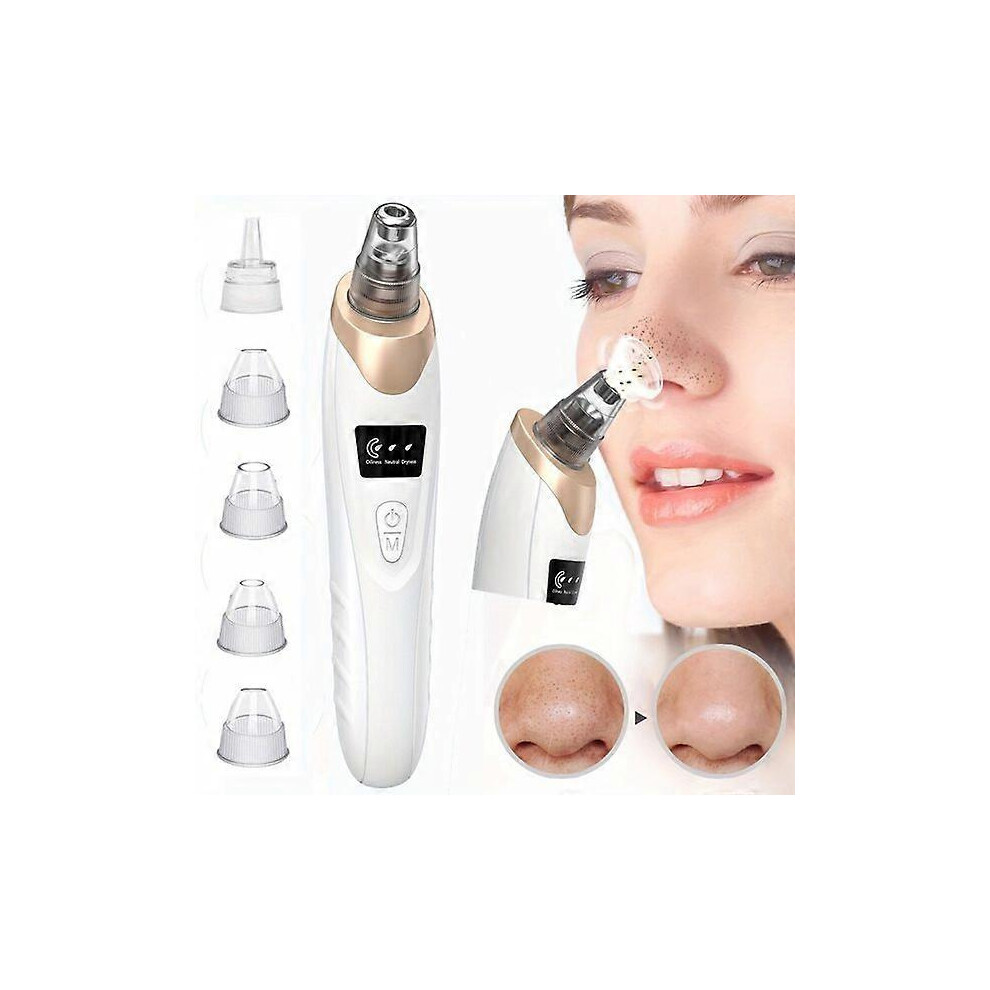 USB Rechargeable Blackhead Remover with 5 Suction Heads Facial Cleanser for Deep Pore Cleansing