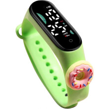 LED Digital Watch, Cartoon Waterproof Silicone Strap Electronic Sports Watch for Teenagers and Kids, Donut Design