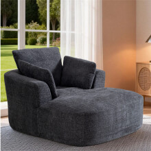 MIMO Grey Chenille Chaise Lounge with Cushion