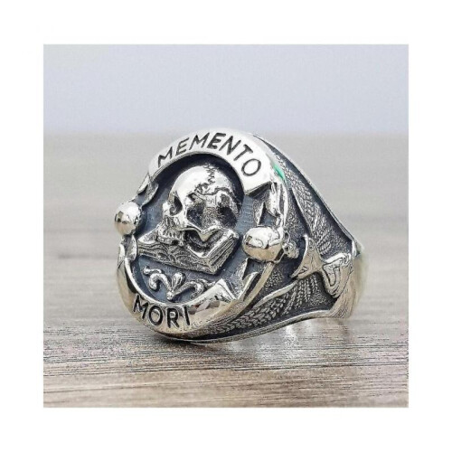 (9) Memento Mori Skull Sterling Silver Ring 1
