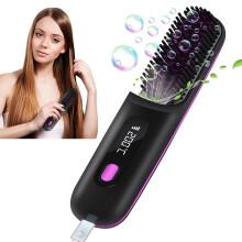 Tragbare Heißluftbürste mit negativen Ionen, kabellose Haarglättungsbürste mit 3 Heizstufen, 35 W, hitzebeständiger Stylist