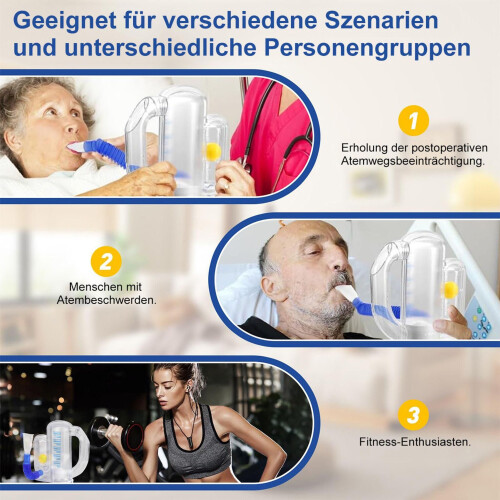 Lung Trainer, 5000 ml Breathing Exerciser with Ball Flow Indicator and Scale, for Speech Therapy and Lung Function Train 2