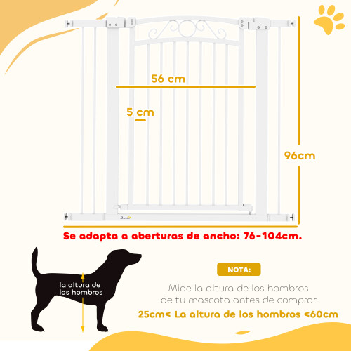 PawHut Barrera para Perro Blanco 104 x 4 x 96 cm 2