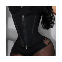 (M, Beige) Fajas Colombianas Double Compression Waist Trainer Adjustable Zipper And Hook-eyes Bone Women Body Shaper Flat Belly Corset