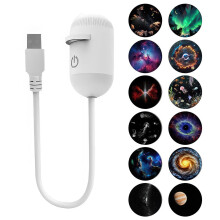 2-in-1 Tähtikirkas Yövaloprojektori Himmennettävällä Yövalolla, 360 Astetta Säädettävä USB LED Tähtiprojektori, 12 Valaistus