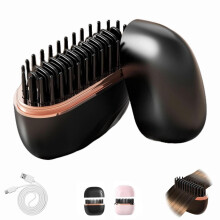 Kabellose Mini-Haarglättungsbürste, wiederaufladbare tragbare Stylingbürste, 3 Heizstufen für Haar und Bart