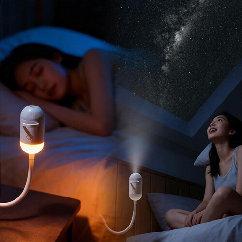 2-in-1 Starry Night Light Projector with Dimmable Night Light, 360 Degree Adjustable USB LED Star Projector, 12 Lighting 1