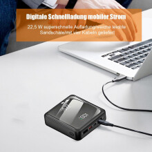Mini-Powerbank 20000mAh mit integriertem Kabel, Schnellladefunktion, tragbarer Akku mit hoher Kapazität für Reisen und