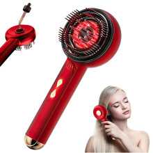 Elektrische Kopfhautmassage-Haarbürste, kabelloser Haarkamm, EMS-Kopfmassagegerät, Haarpflegekamm mit Essenz-Infusion, Rot