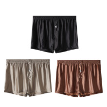 3Pcs Weiche Seidige Unterwäsche Männer-Schwarz grau braun L