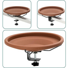 Weerbestendig roestvrijstalen vogelbad voor balkon, 30 cm diameter, vogelvoederhuisje voor buiten, voor tuin, terras en balkonreling.