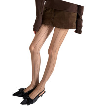 Women Tights High Waist Tights Patterned Tights-Brown os
