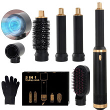 5-in-1 Heißluftbürste für Haarstyling, 3 Temperaturstufen, zum Volumen, Glätten, Locken und Föhnen