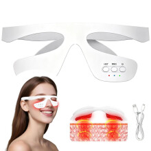 Rotlicht-Mikrostrom-Augenmassagegerät, 3D-Kontur-Augenpflegegerät, 3 Wärmestufen 40-48-52 C, reduziert Augenringe und Schwellungen
