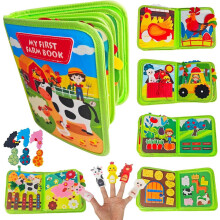 Montessori-Bauernhof-Aktivitätsbrett mit Bilderbuch, pädagogisches Lernspielzeug und Geschenk für Kinder von 1 bis 4 Jahren