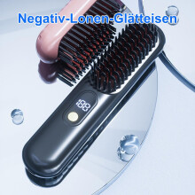Kabellose 2-in-1 Haarglättungsbürste, Kurzhaar-Stylingbürste, 140–200 C, 4 Temperaturstufen, 10 Sekunden Aufheizzeit, 250