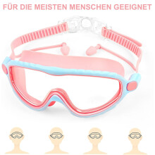 Schnorchelmaske für Kinder mit Nasenschutz und Ohrstöpseln, 180-Panoramasicht, auslaufsicher, beschlagfrei, UV-beständig, für Kinder von 4