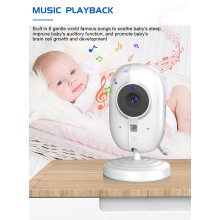 Babyphone mit 3,5-Zoll-LCD-Bildschirm, Zwei-Wege-Audio, Infrarot-Nachtsicht, Temperaturüberwachung, 8 Schlafliedern und lautlosem Alarm.