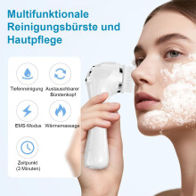Elektrische Gesichtsreinigungsbürste, 3-in-1-Gesichtsbürste mit 4 Bürstenköpfen, EMS-Gesichtsmassagegerät mit Heizfunktion, wasserdicht