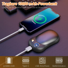 Elektrischer Handwärmer, wiederaufladbarer Taschenheizer mit 10000 mAh, doppelseitige Heizung, magnetisch, wiederverwendbar, 3 Temperaturstu